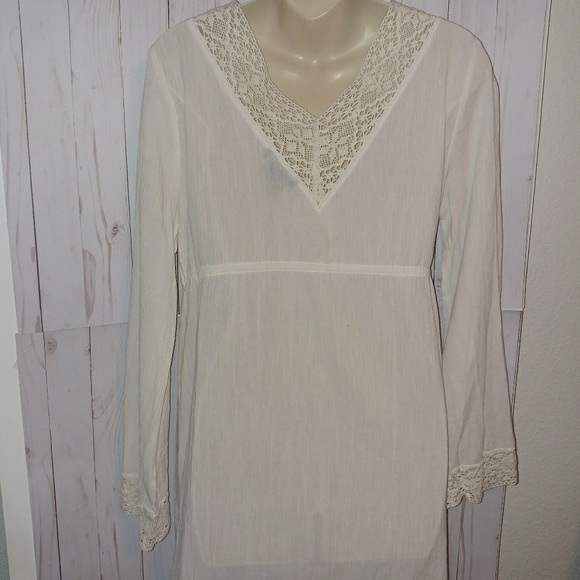 Boston Proper • 100% Cotton Boho Long Duster Length Maxi Beach Crochet Dress 12 - Picture 6 of 8